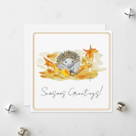 Egel In Herfstbladeren Feestdagenkaart