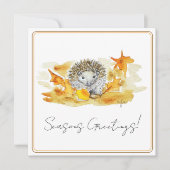 Egel In Herfstbladeren Feestdagenkaart (Voorkant)