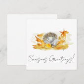 Egel in herfstbladeren feestdagenkaart (Voorkant / Achterkant)