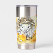 Egel In Herfstbladeren Geïsoleerde Drinkbeker (Links)