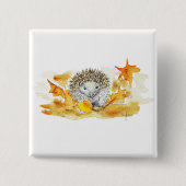 Egel In Herfstbladeren Vierkante Button 5,1 Cm (Voorkant)