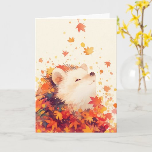 Egel in het hart van de Herfst Kaart (Gele Bloem)