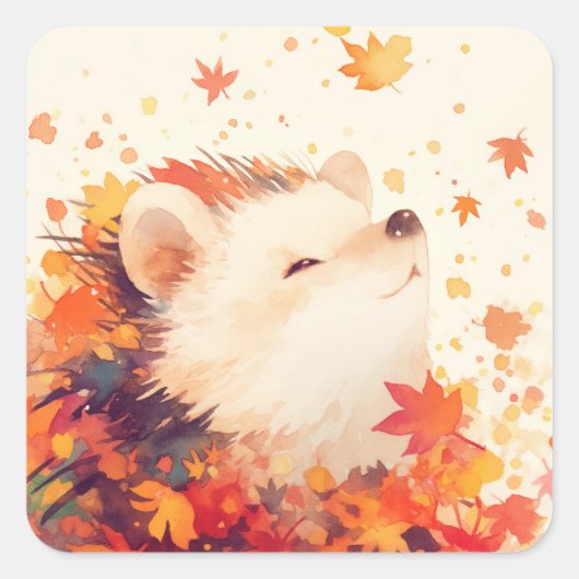 Egel in het hart van de Herfst Vierkante Sticker (Voorkant)