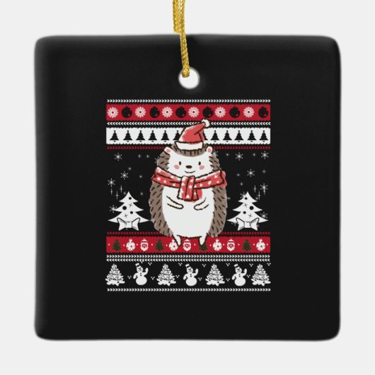 Egel kerst keramisch ornament (Voorkant)