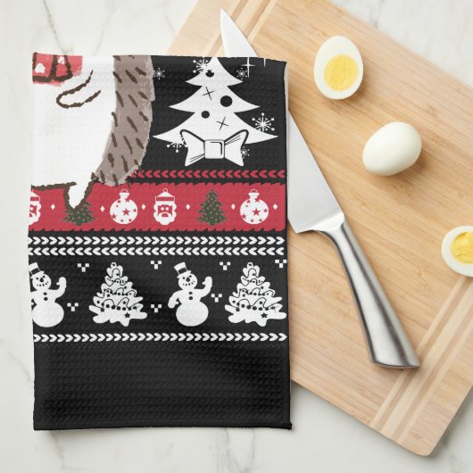 Egel kerst theedoek (Quarter Fold)