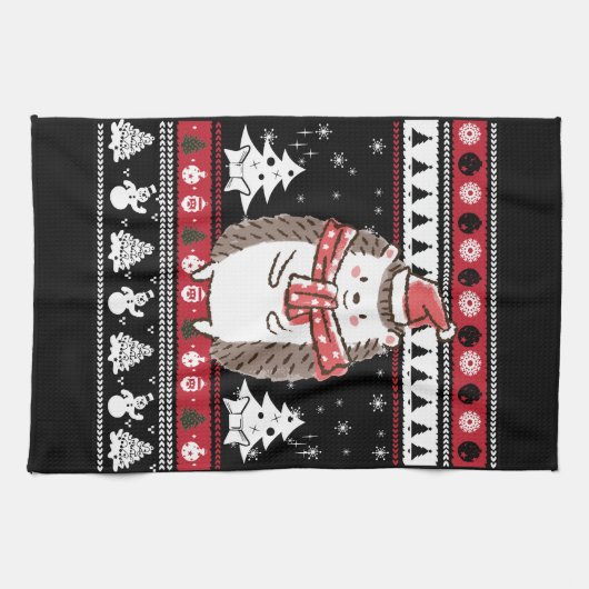 Egel kerst theedoek (Horizontaal)