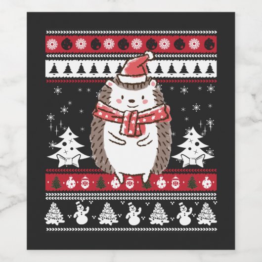 Egel kerst wijn etiket (Enkel label)