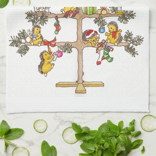 Egel kerstboom theedoek (Gevouwen)