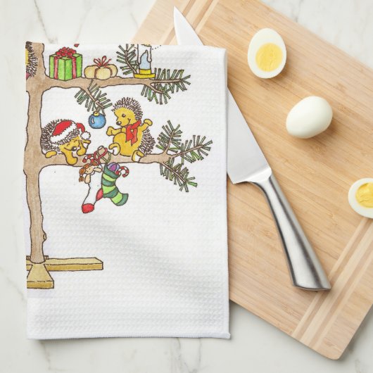 Egel kerstboom theedoek (Quarter Fold)