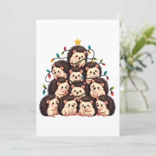 Egel Kerstboom Vrolijk Kerstfeest Aankondiging (Staand voorkant)