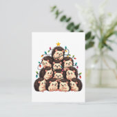 Egel Kerstboom Vrolijk Kerstfeest Aankondigingskaart (Staand voorkant)