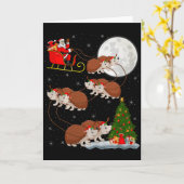 Egel Kerstman slee vliegend grappig magisch Kerstm Kaart (Gele Bloem)