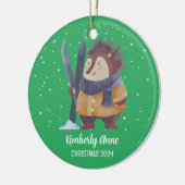 Egel Kerstmis Snowy Winter Holiday Keramisch Ornament (Links)