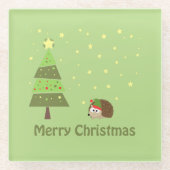 Egel-kerstscène Glazen Onderzetter (Voorkant)