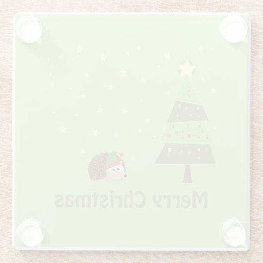 Egel-kerstscène Glazen Onderzetter (Achterkant)