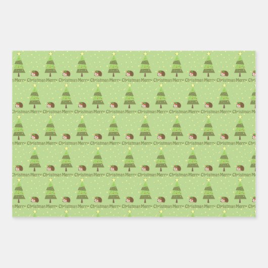 Egel kerstscene inpakpapier vel (Voorkant 3)