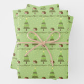 Egel kerstscene inpakpapier vel (In situ)