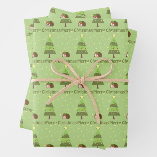 Egel kerstscene inpakpapier vel (In situ)