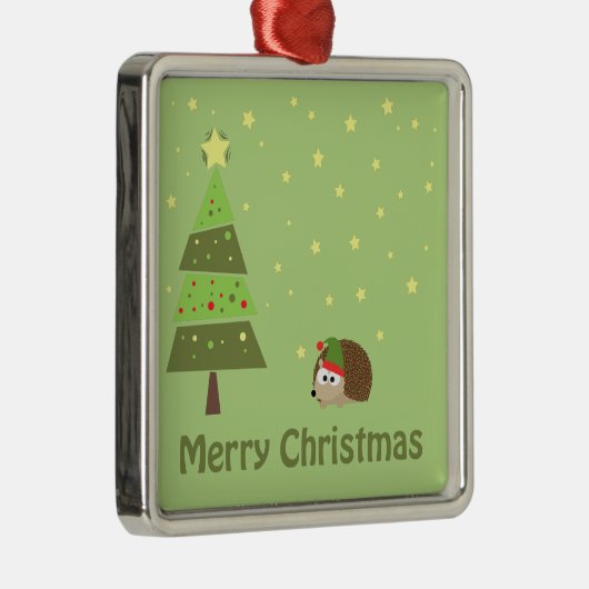 Egel kerstscene metalen ornament (Rechts)