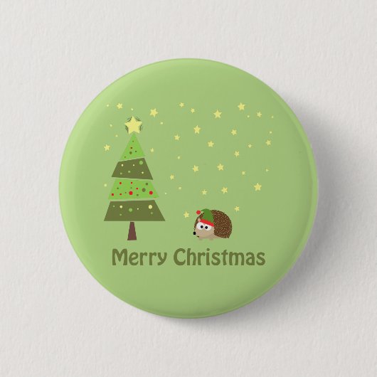Egel-kerstscène Ronde Button 5,7 Cm (Voorkant)