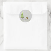 Egel-kerstscène Ronde Sticker (Tas)