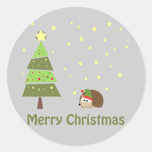 Egel-kerstscène Ronde Sticker (Voorkant)
