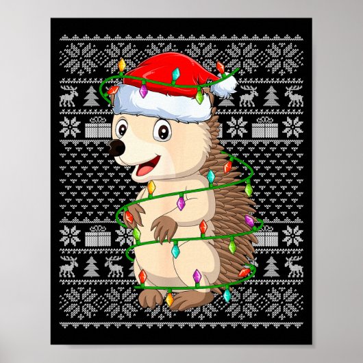 Egel Kerstverlichting Horrortrui Grappige Kerstman Poster (Voorkant)