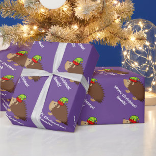 Egel-kind met kerstakelverpakking cadeaupapier