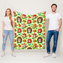 Egel, Konijn, Paddenstoelen en Felgekleurde Bloeme
