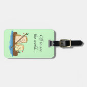 Egel-koppel dat op een houten boot vaart bagagelabel (Voorkant horizontaal)