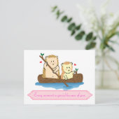 Egel-koppel dat op een houten boot vaart briefkaart (Staand voorkant)