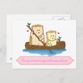 Egel-koppel dat op een houten boot vaart briefkaart (Voorkant / Achterkant)