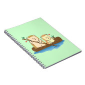 Egel-koppel dat op een houten boot vaart notitieboek (Rechterzijde)