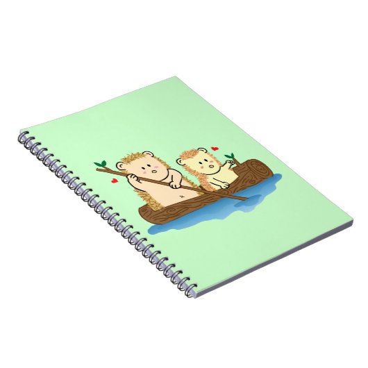 Egel-koppel dat op een houten boot vaart notitieboek (Rechterzijde)