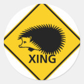 Egel kruiste wegteken ronde sticker (Voorkant)