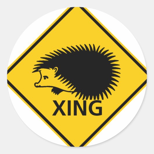 Egel kruiste wegteken ronde sticker (Voorkant)