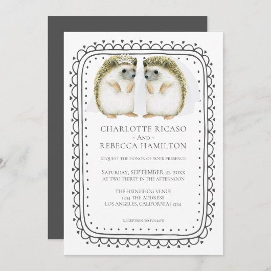 Egel Lesbian Gay Brides Wedding Kaart (Voorkant / Achterkant)