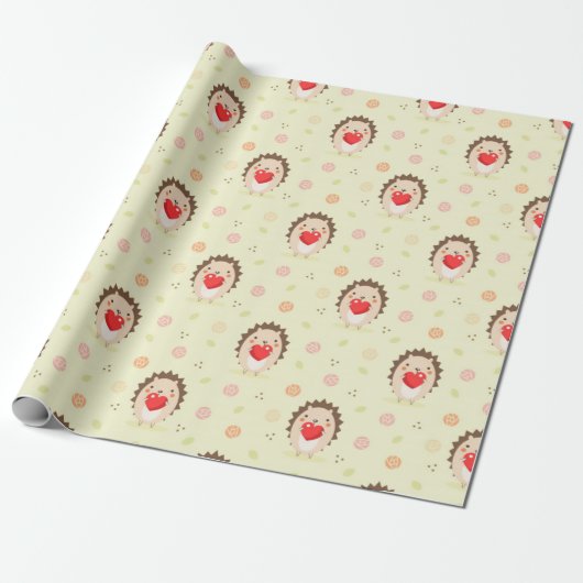 Egel Love Pattern Cadeaupapier (Uitgerold)