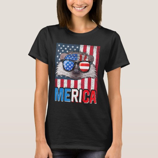 Egel Merica 4 juli Amerikaanse patriottische heide T-shirt (Voorkant)