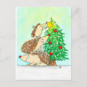 Egel Merry briefkaart met kerstmis door N. Janes (Voorkant)