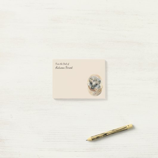 Egel met Autumn Leaves Post-it® Notes (Op bureau)