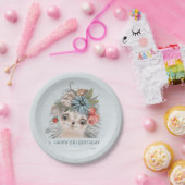 Egel met bloemen papieren bordje (Feest)