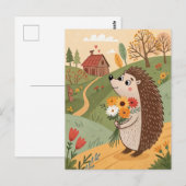 Egel met bloemen volkskunst briefkaart (Voorkant / Achterkant)