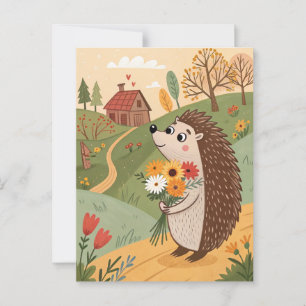 Egel met bloemen volkskunst briefkaart
