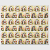 egel met bloemenboeket cadeaupapier (Vlak)