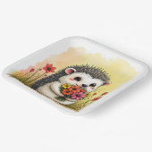 egel met bloemenboeket papieren bordje (Gebogen)