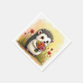 egel met bloemenboeket servet (Hoek)