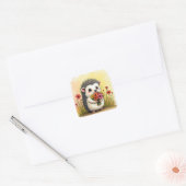 egel met bloemenboeket vierkante sticker (Envelop)