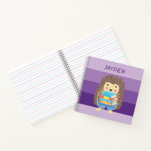 Egel met boeken kind paarse notitieboek