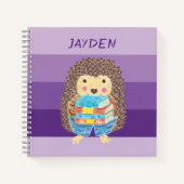 Egel met boeken kind paarse notitieboekje (Voorkant)